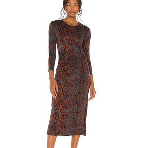 NWT Joie Meika Dress peacock red black blue snake and animal print XS